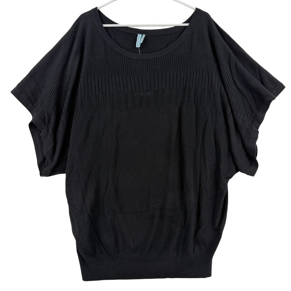 Guess By Marciano Sweater Womens Large Black‎ Dolman Short Sleeve Soft Knit Top